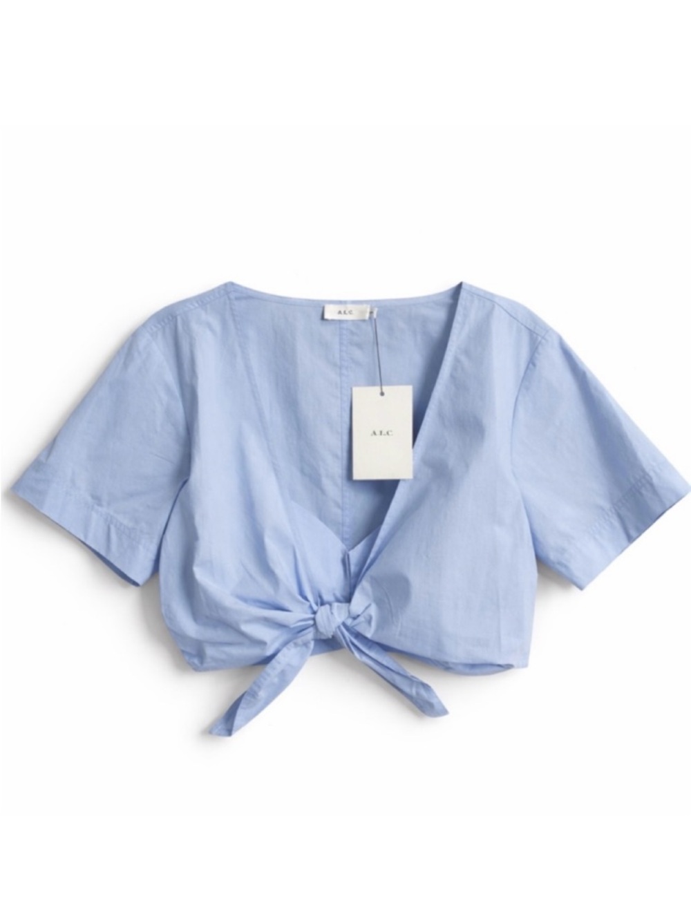 NWT A.L.C. Levine Poplin Blue Crop Blouse 6